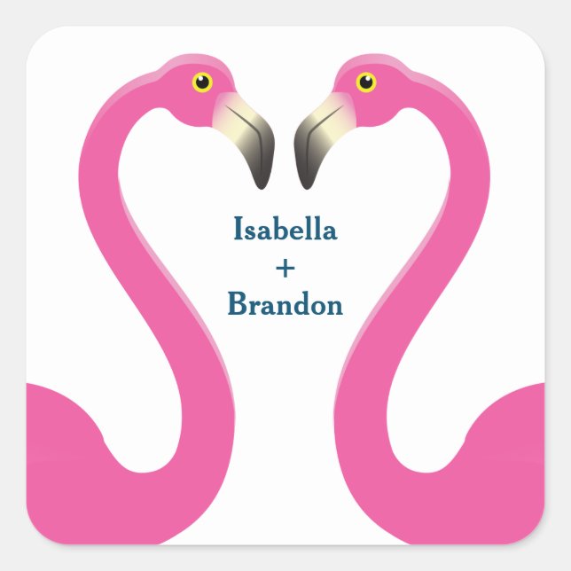 Pink Flamingo Wedding Sticker (Front)