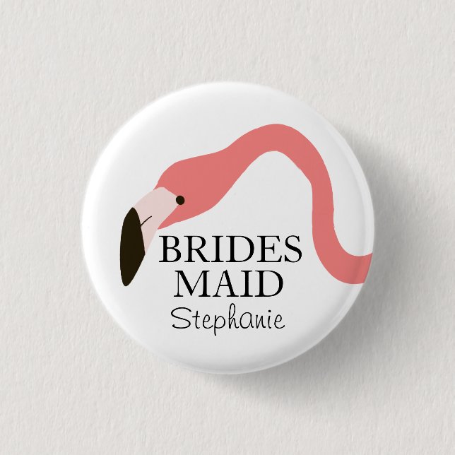 Pink Flamingo Whimsy Bridesmaid 3 Cm Round Badge (Front)