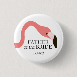 Pink Flamingo Whimsy Father of the Bride 3 Cm Round Badge
