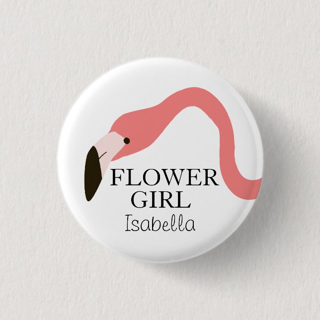 Pink Flamingo Whimsy Flower Girl 3 Cm Round Badge (Front)