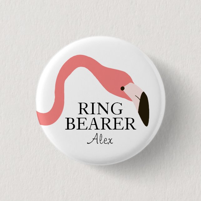 Pink Flamingo Whimsy Ring Bearer 3 Cm Round Badge (Front)