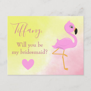 Pink Flamingo Will you be my bridesmaid? Invitation