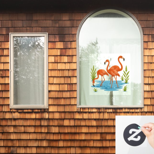 Pink flamingo window cling (Home Window)