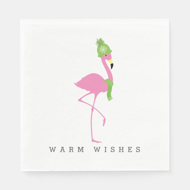 Pink Flamingo Winter Christmas Napkins (Front)