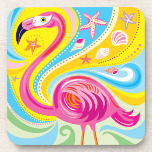 Pink Flamingo with Starfish Coaster