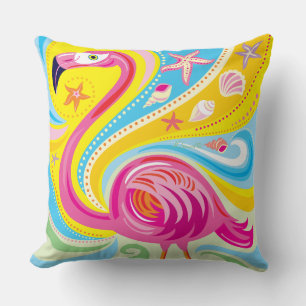 Pink Flamingo with Starfish Cushion
