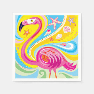 Pink Flamingo with Starfish Napkin