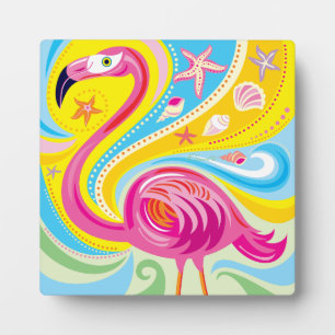 Pink Flamingo with Starfish Plaque