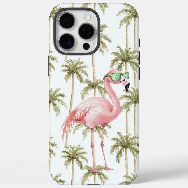 Pink Flamingo with Sunglasses Palm Trees Case-Mate iPhone Case (Back)