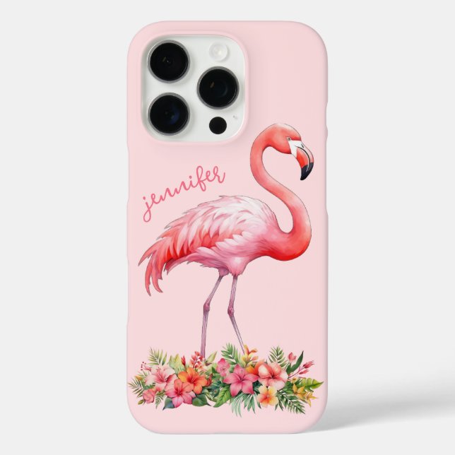Pink Flamingo with Tropical Flowers Case-Mate iPhone Case (Back)