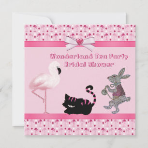 Pink Flamingo Wonderland Tea Party Bridal Shower Invitation