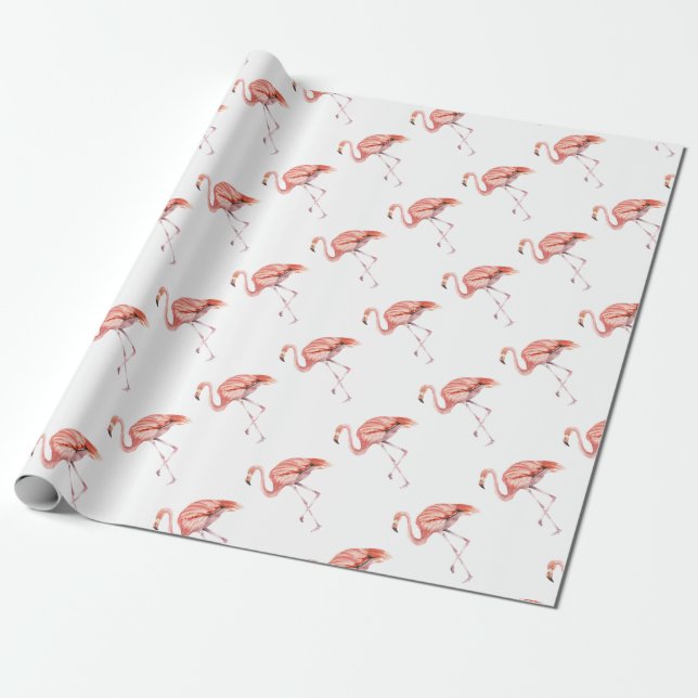 Pink Flamingo Wrapping Paper (Unrolled)