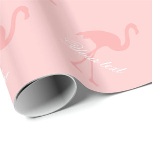 Pink flamingo wrapping paper   Personalised text