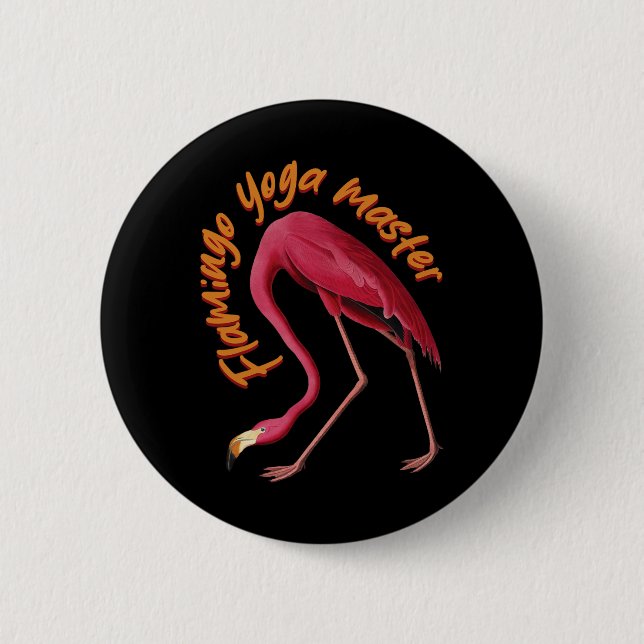 Pink Flamingo Yoga  6 Cm Round Badge (Front)