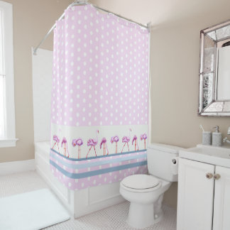 Pink flamingoes shower curtain