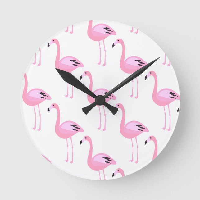 Pink Flamingos 2 Round Clock (Front)
