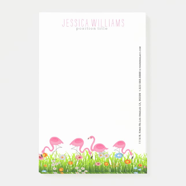 Pink Flamingos And Colourful Spring Flowers Post-it Notes (Front)