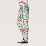 Pink Flamingos and Tropical Flowers Pattern Leggings<br><div class="desc">Get into a tropical state of mind with these stylish leggings adorned with vibrant pink flamingos,  lush tropical leaves,  and colorful flowers in a seamless pattern on a white background.</div>