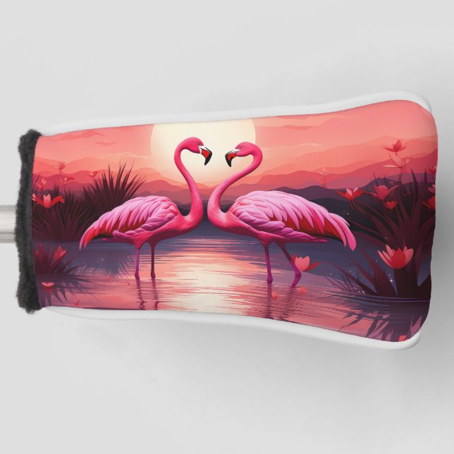 Pink Flamingos at Sunset Golf Head Cover (Front)