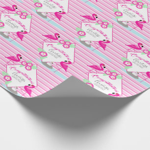 Pink flamingos baby shower pattern graphic paper