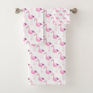 Pink Flamingos Bath Towel Set