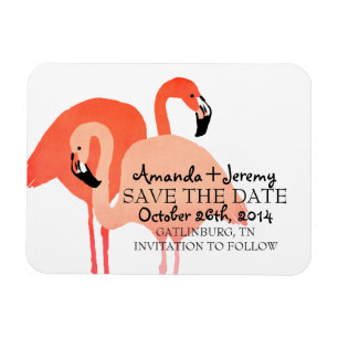 Pink Flamingos Beach Save The Date Magnet