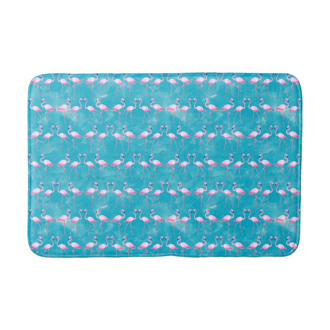 Pink Flamingos Beach Summer Bath Mat (Front)