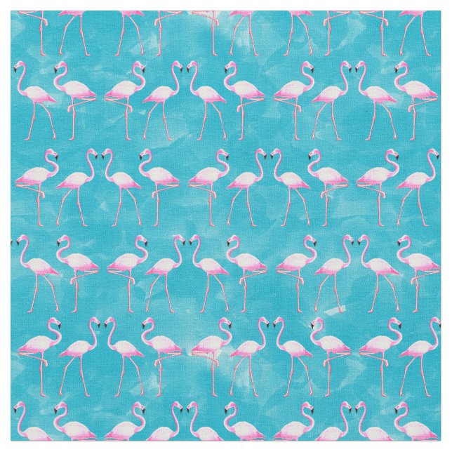 Pink Flamingos Beach Summer Fabric (Close Up)