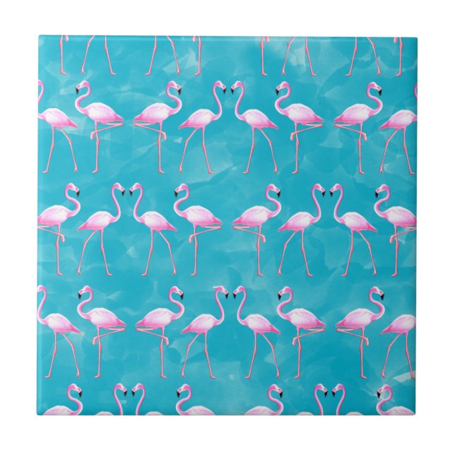 Pink Flamingos Beach Summer Tile (Front)