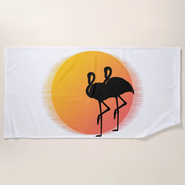Pink Flamingos Beach Towel (Front)