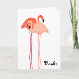 Pink Flamingos Beach Wedding Thank You Note Card
