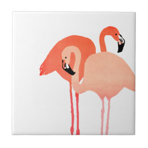 Pink Flamingos Beach Wedding Tile