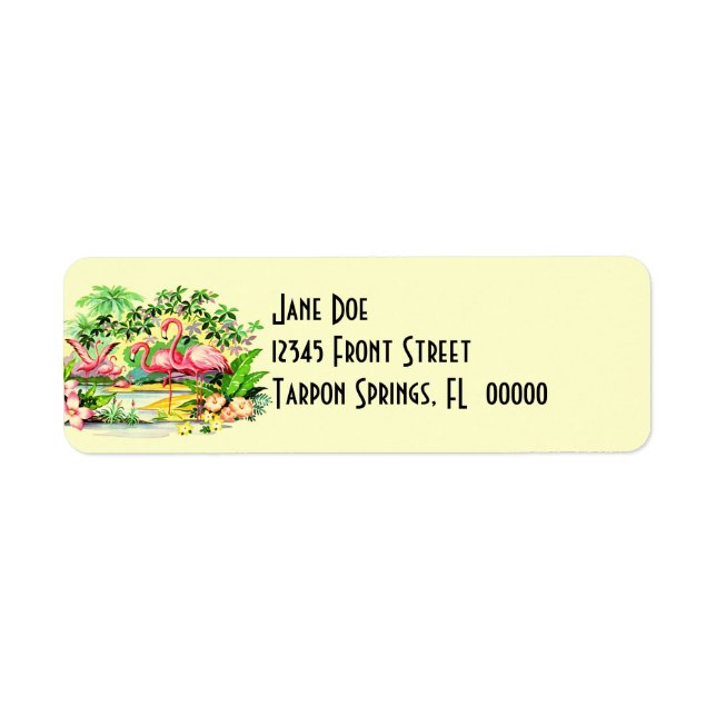 Pink Flamingos Birds Vintage Style Address Labels (Front)