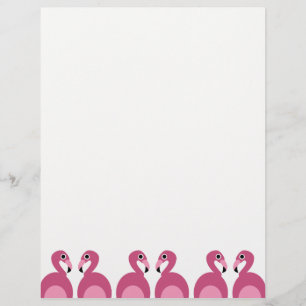 Pink Flamingos Border - Letterhead Stationery