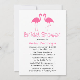 Pink Flamingos Bridal Shower Tropical Summer Luau Invitation