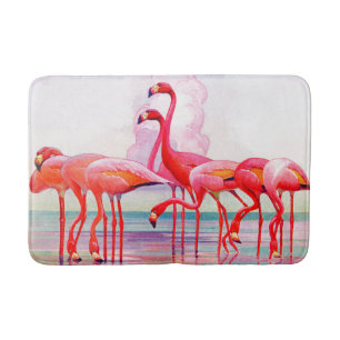 Pink Flamingos by Francis Lee Jaques Bath Mat