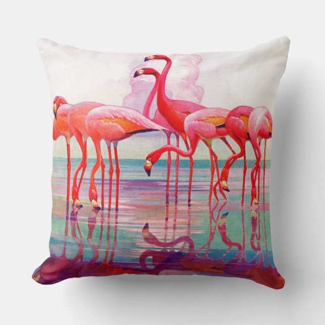 Pink Flamingos by Francis Lee Jaques Cushion (Front)