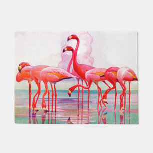 Pink Flamingos by Francis Lee Jaques Doormat
