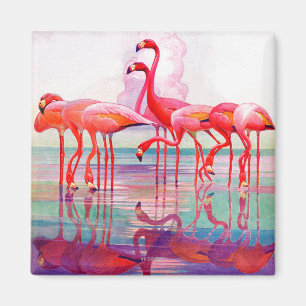 Pink Flamingos by Francis Lee Jaques Magnet