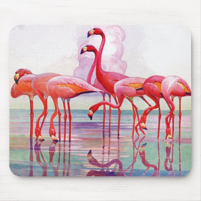 Pink Flamingos by Francis Lee Jaques Mouse Mat (Front)