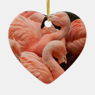 Pink flamingos ceramic tree decoration