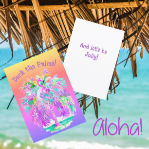 Pink Flamingos Christmas Palm Tree Personalised  Card