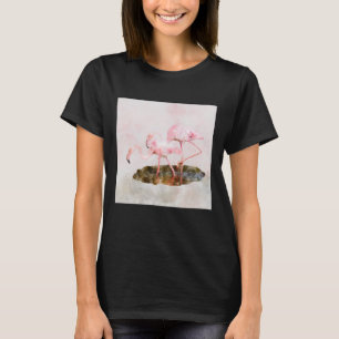 Pink Flamingos Companionship Watercolor T-Shirt