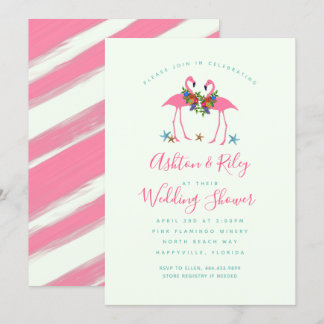 Pink Flamingos Couples Wedding Shower Invitation