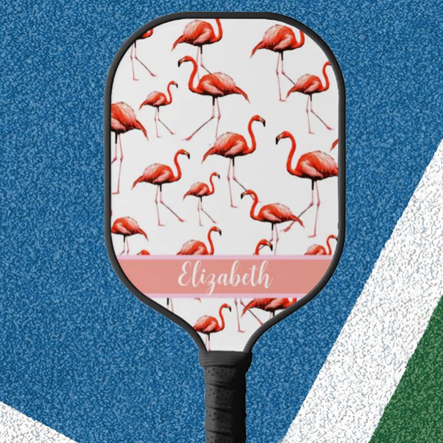 Pink flamingos custom name pickleball paddle (Creator Uploaded)