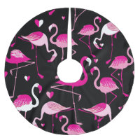 Pink flamingos, dark seamless pattern.