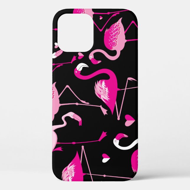 Pink flamingos, dark seamless pattern. Case-Mate iPhone case (Back)