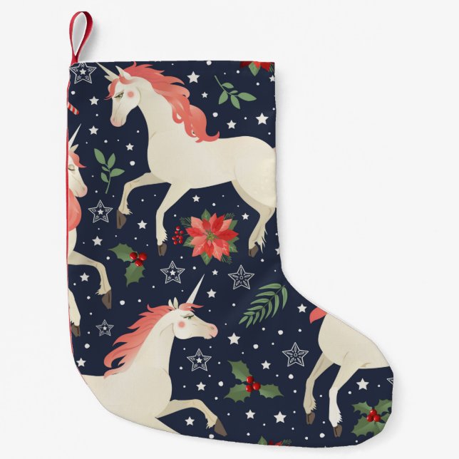 Pink flamingos, exotic birds, pineapples, tropical small christmas stocking (Front)