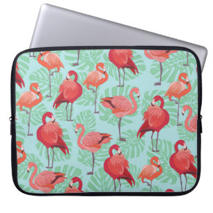 Pink Flamingos: Exotic Seamless Pattern. Laptop Sleeve