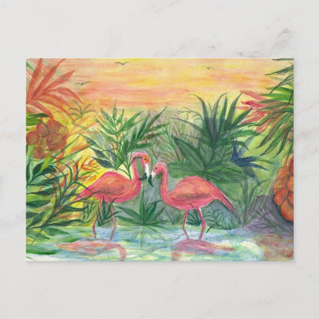 Pink Flamingos Florida Art Postcard (Front)